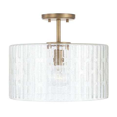 Emerson 1-light Dual Mount Semi-Flush/ Pendant w/ Embossed Seeded Glass