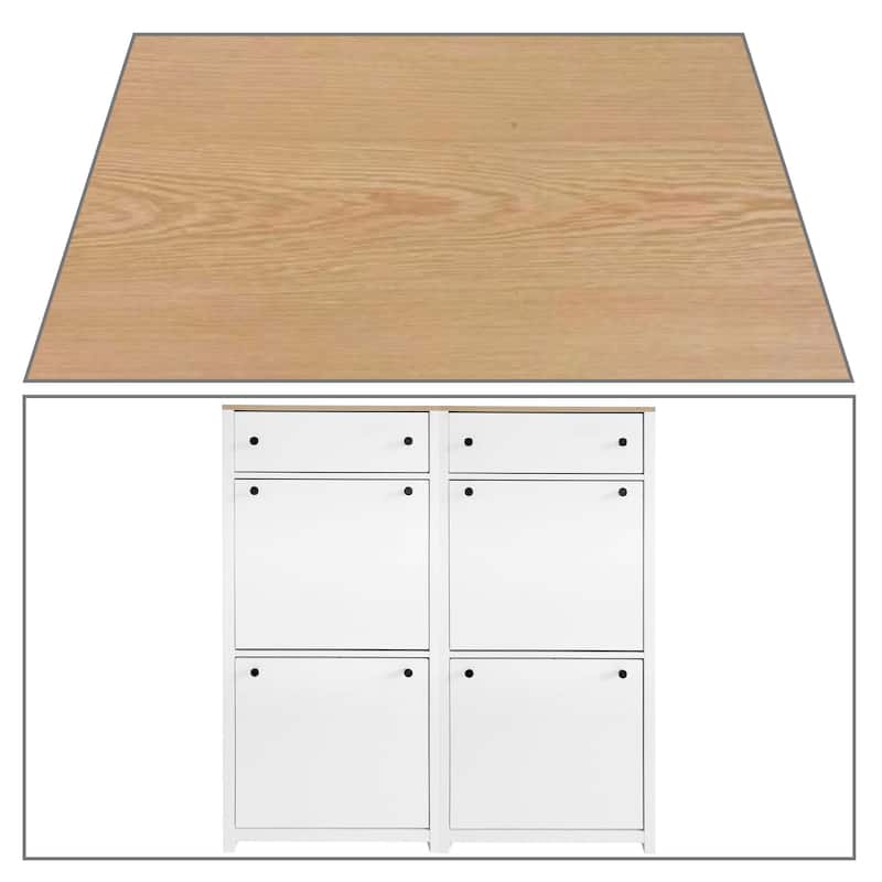 Modern Minimalist Set of Two Wooden Shoe Storage Cabinets
