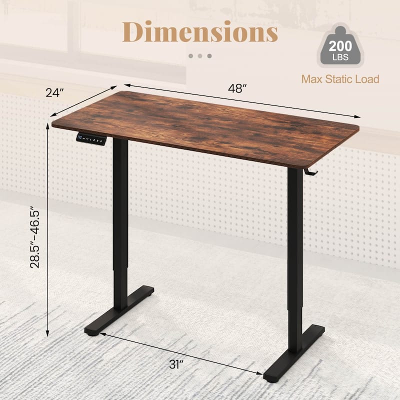 Costway 48" x 24" Sit to Stand Desk with 3 Memory Settings & - See Details