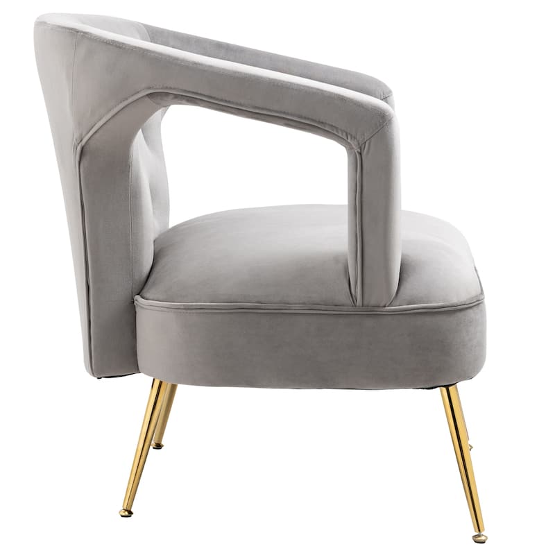 Velvet Upholstered Tufted Livng Room Leisure Chair With Golden feet