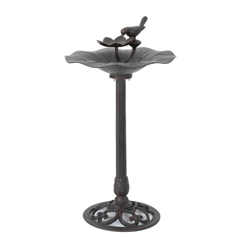 Roomfitters Lancaster Outdoor Aluminum and Iron Top Bird Bath with Stable Iron Base, Bronze