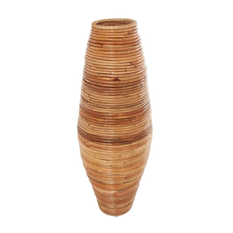 Brown Rattan Handmade Tall Wrapped Decorative Vase