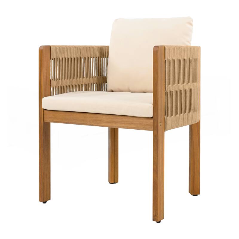 Acacia Wood Outdoor Dining Chairs Set of 2
