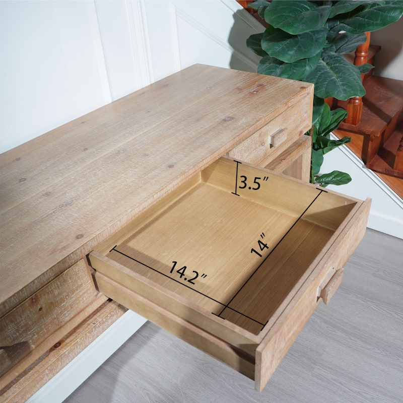 47" Floating Console Table with 3 Drawers, Wood Finish
