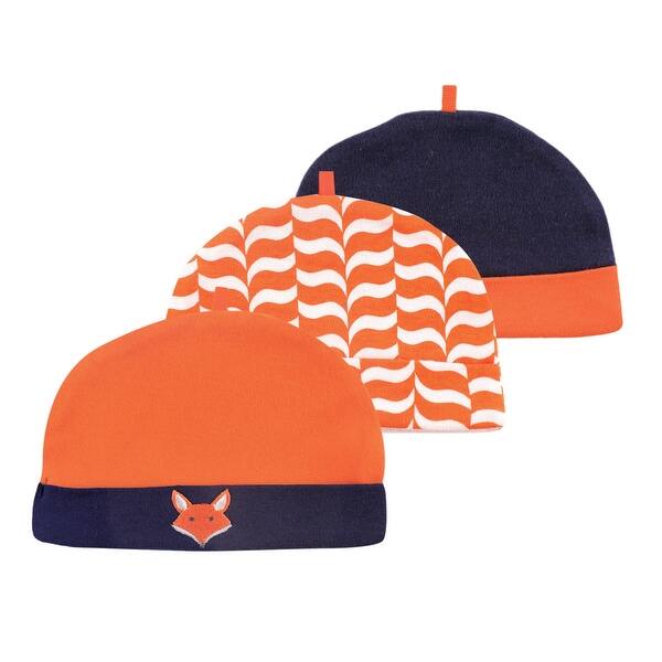 slide 1 of 1, Yoga Sprout Baby Boy Cotton Caps 3pk, Fox, 0-6 Months - Fox 0-6 Months - Fox