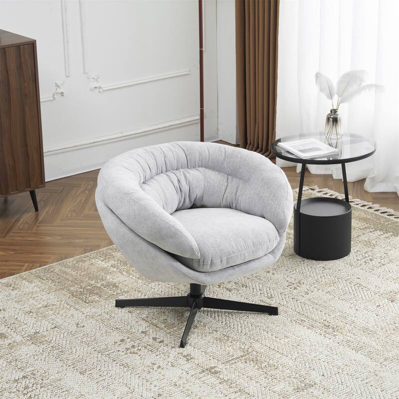 Ergonomic Chenille Office Chair Swivel Chair, Rotating Chair Club Chair Accent Chair with Removable Cushion