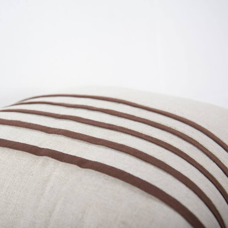 Rizzy Home Natural/Brown Blocked Striped Throw Pillow