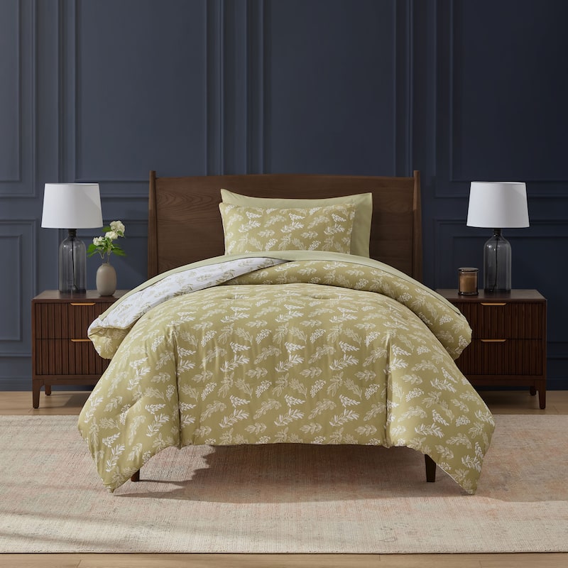 Empyrean 7 Pc Botanical Comforter Set with Sheets, Soft Breathable Lightweight Bedding Bag