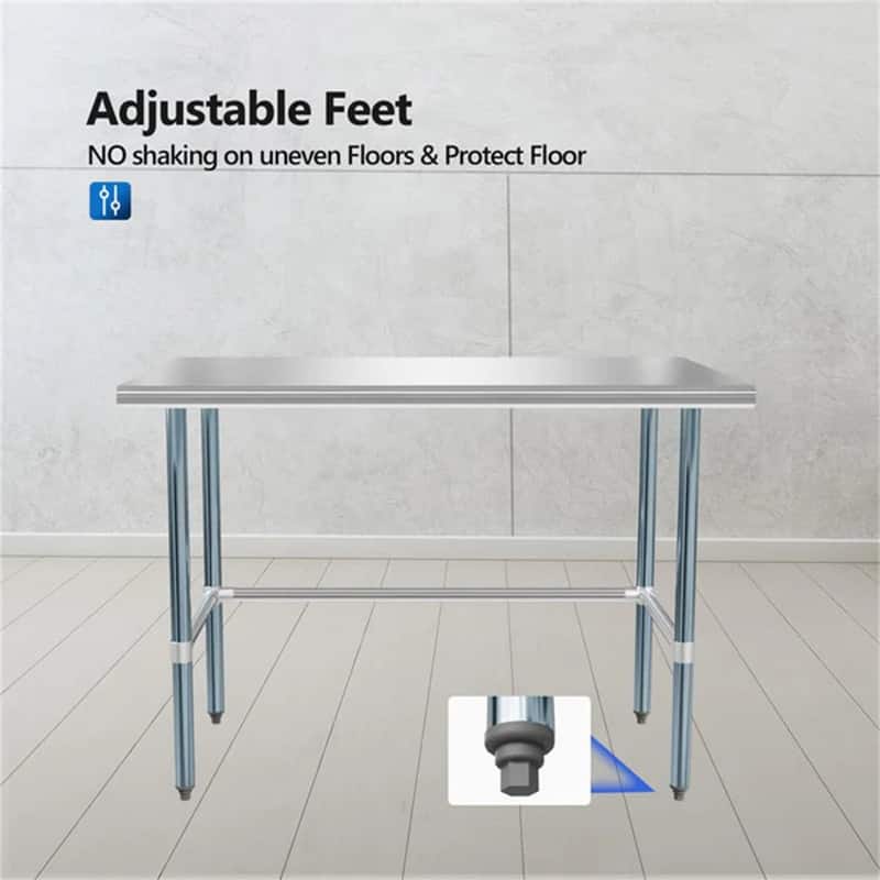 48 X 30 Inch Open Base Stainless Steel Table