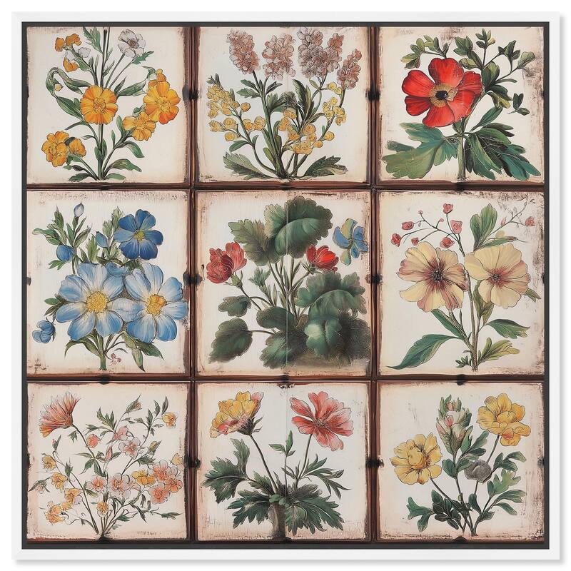 Floral Mosaic Medley Canvas by Art Remedy - 40" x 40" - White