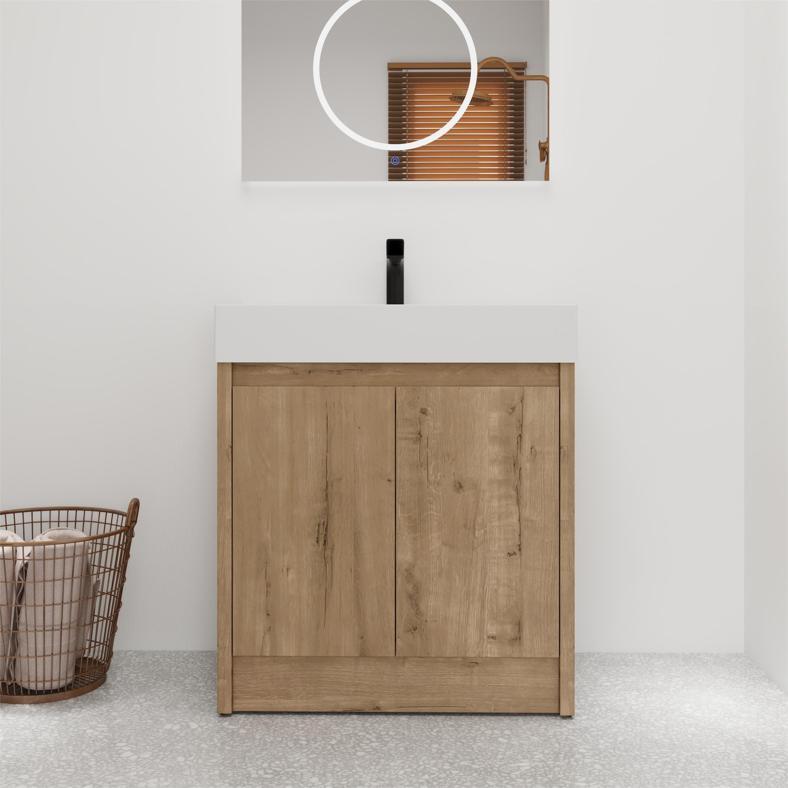Bathroom Vanity With Sink In 24/30 Inch, Freestanding Bathroom Vanity With Soft Close Door And Adjustable Shelves