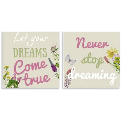 Stupell Motivational Dream Sentiments Wall Plaque Art Design By Kim Allen (Set of 2)