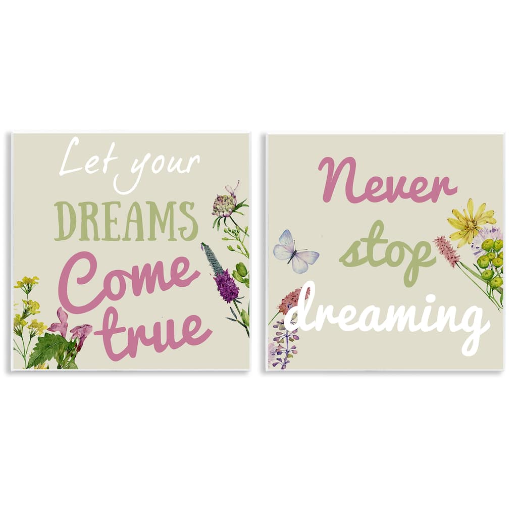Stupell Motivational Dream Sentiments Wall Plaque Art Design By Kim Allen (Set of 2)