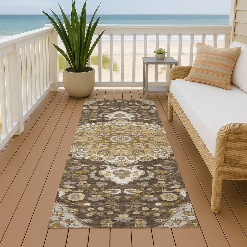 Machine Washable Indoor/ Outdoor Global Eckley Chantille Rug - Chocolate - 2'3" x 7'6"