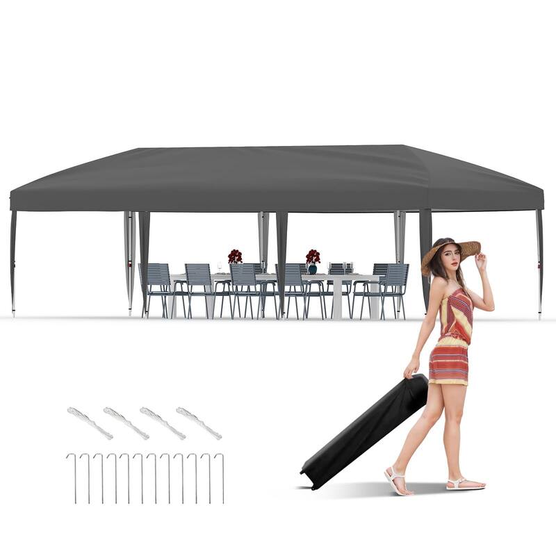 10x30 Pop Up Canopy, 3 Adjustable Height - 10*30Ft - Gray