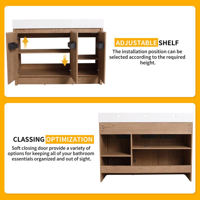 Beingnext 24"/30"/48"/60" Bathroom Vanity with Sink, Freestanding Bathroom Vanity with Soft Close Door