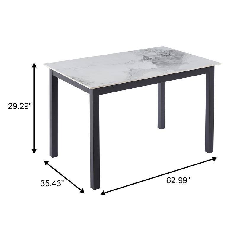 Mina Modern Sintered Stone Rectangular Kitchen Dining Table - Scratch Resistant with Heavy Duty Iron Base - Seats 4-8 People