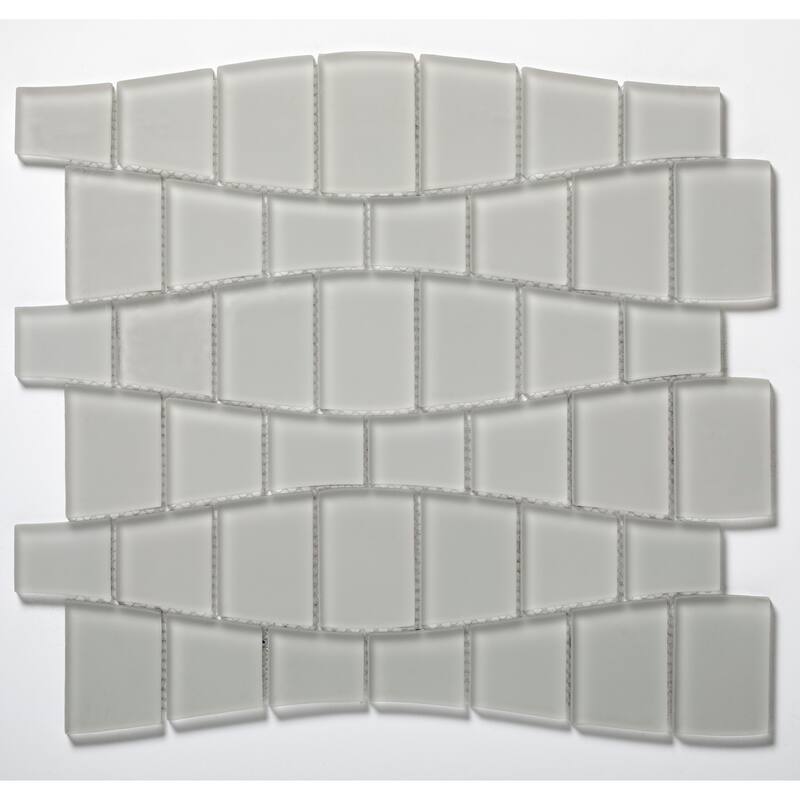 Ripple 11 in. x 12 in. Geometric Glass Mesh-Mounted Mosaic Wall Tile - Tule Matte -11 in. x 12 in.