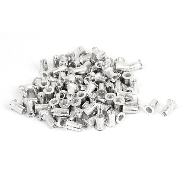 100pcs M5 Aluminium Threaded Rivnuts Knurled Flat Head Blind Rivet Nuts ...