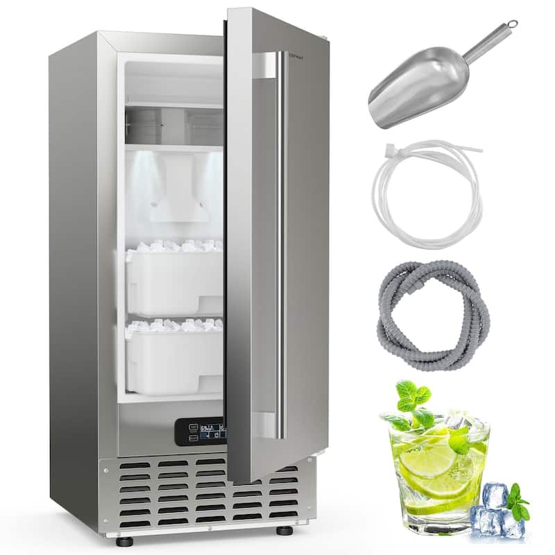 Freestanding Stainless Steel Ice Maker Built-in Ice Machine w/ Timer