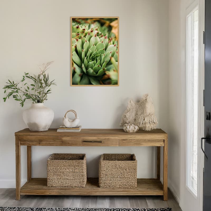 Succulent Whorl by Javier Pardina Framed Canvas Wall Art Print - Sylvie Bright Gold