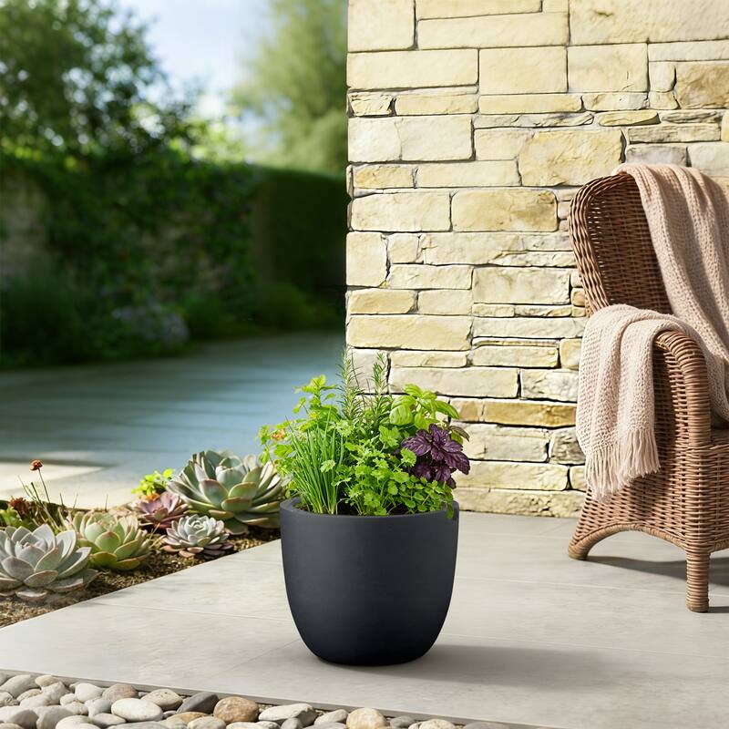 Concrete Tall Round Pot for Indoor & Outdoor(Upgraded Interior)