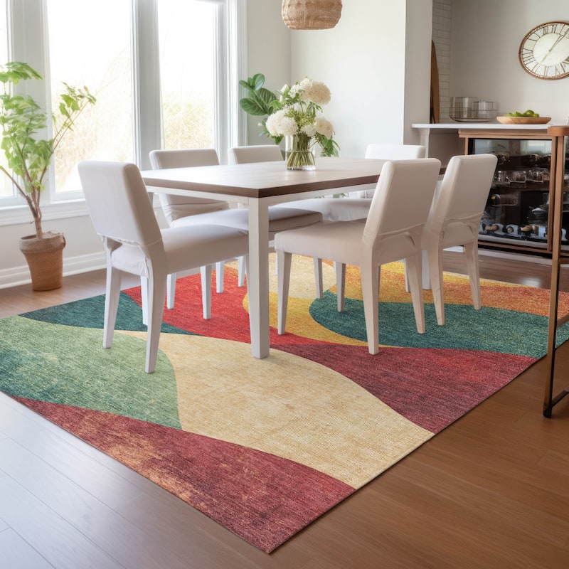 Machine Washable Indoor/Outdoor Soft Contemporary Chantille Rug