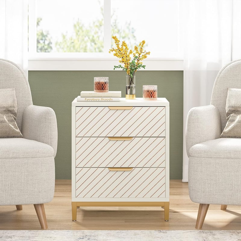 Night Stands Bedside Table with Drawers, Modern Wood Grain Nightstand for Bedrooms
