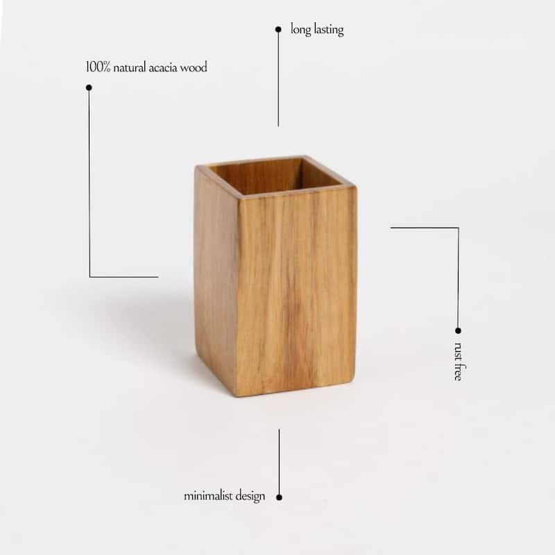 Acacia Wood Bathroom Accessory Set Collection