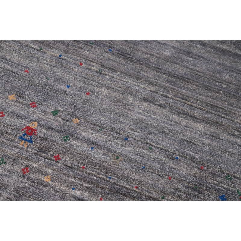 Hand Knotted Oriental 100% Wool Carpet Tribal Animal Pictorial Greys & Charcoal Gabbeh Area Rug - 12' 3'' X 9' 3''