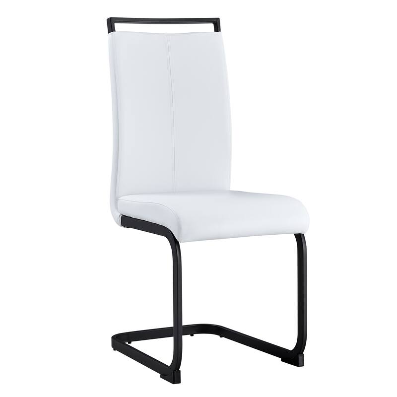 PU Faux Leather Dining Chairs Side Chair with Black Metal Legs