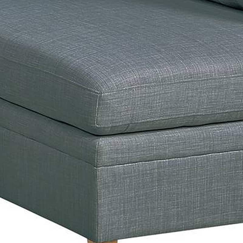 Gimy 37 Inch Modular Armless Sofa Chair, Gray Dorris Upholstery, Wood