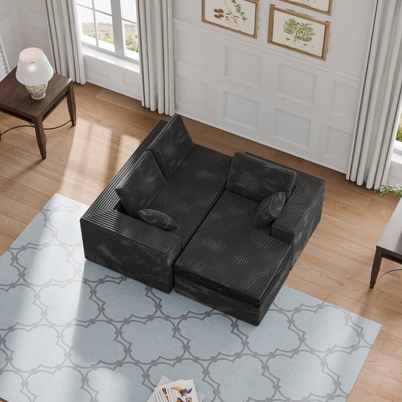 Modland 108" Boneless Cloud Couch, Modular L-Shaped Sectional Sofa, No Assembly, Corduroy