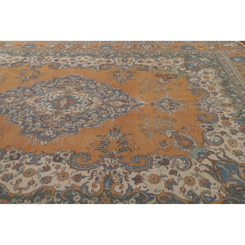 Tabriz Persian Vintage Area Rug Handmade Wool Carpet - 9'9"x 12'5"