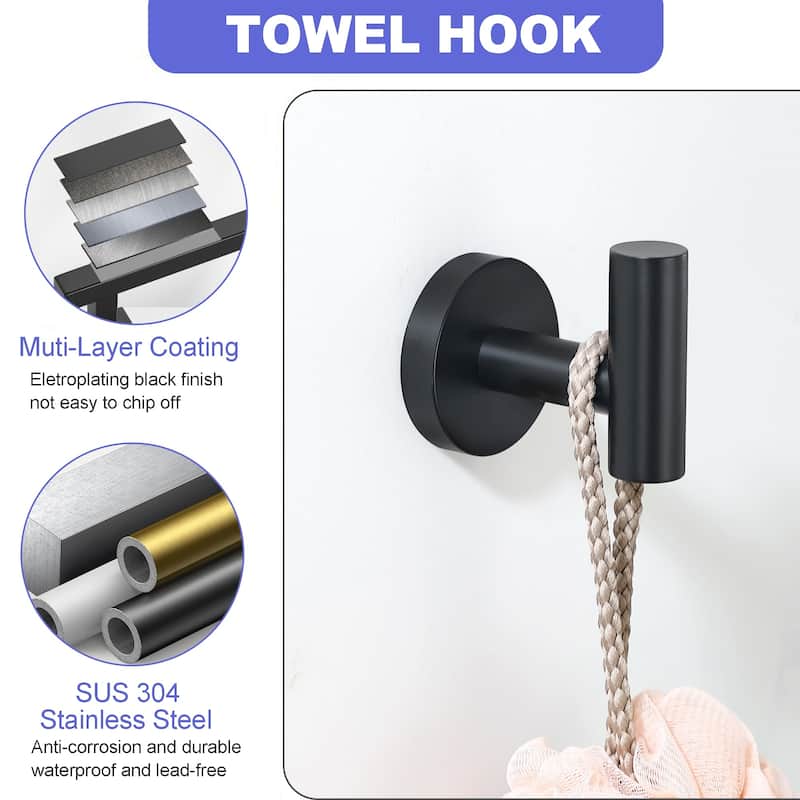 5 -Piece Bath Hardware Set with Double Towel Bar Towel Holder Set
