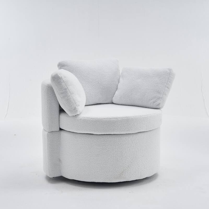 Modern Swivel Storage Chair With Back Cushion For Living Room