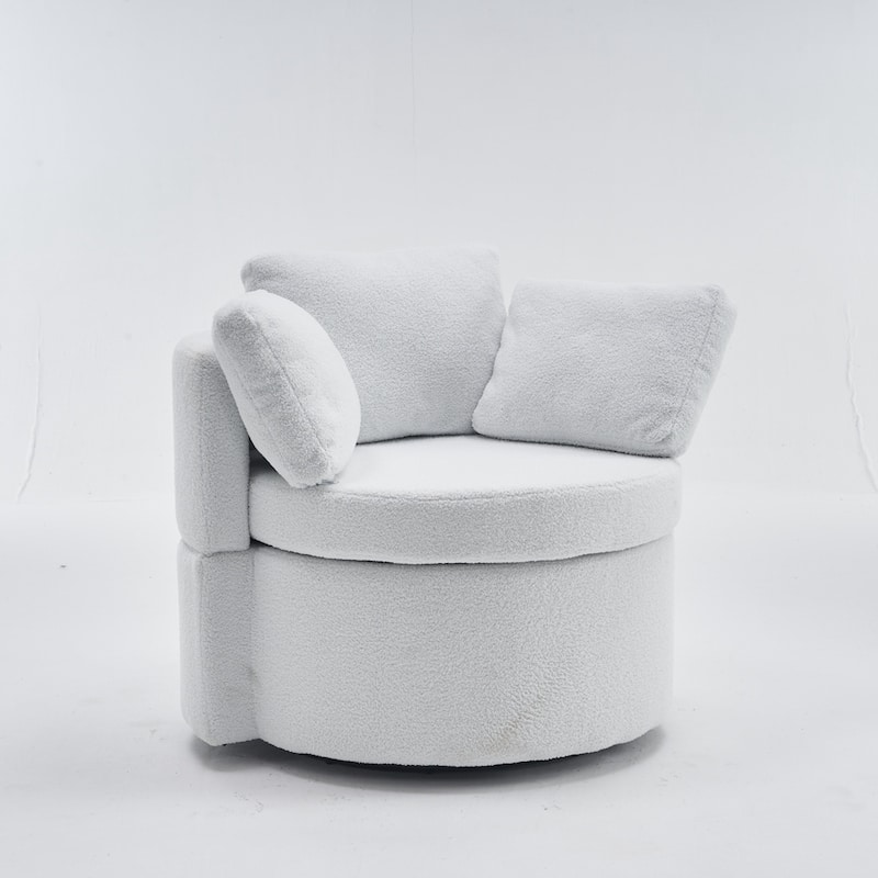 Swivel And Storage Chair With Back Cushion For Living Room