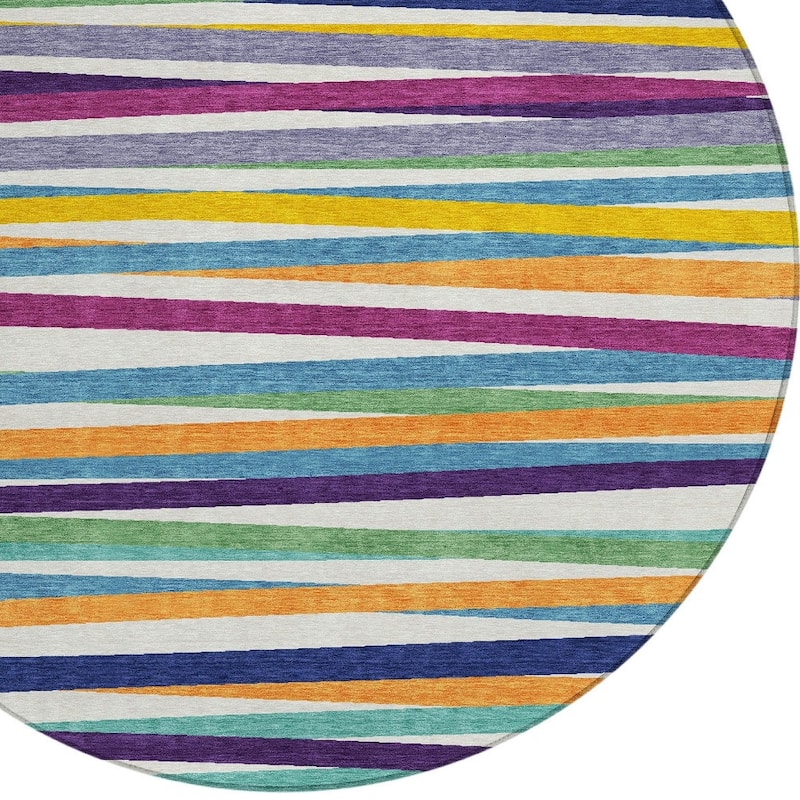 HomeRoots Striped Transitional Rectangle Outdoor Rug