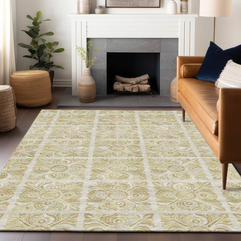 Machine Washable Indoor/ Outdoor Chantille Mosaic Rug