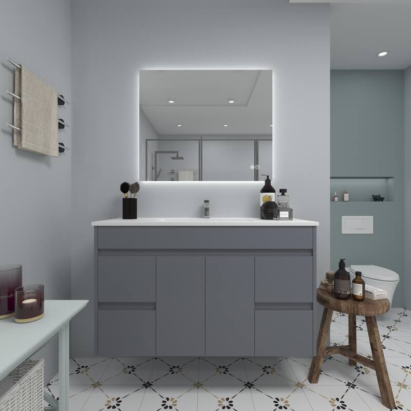 CB HOME LED Bathroom Mirror, Lighted Wall Mounted Vanity Mirror, Anti-fog, Backlit, Dimmable, Frameless, Horizontally/Vertically - 36''X30''