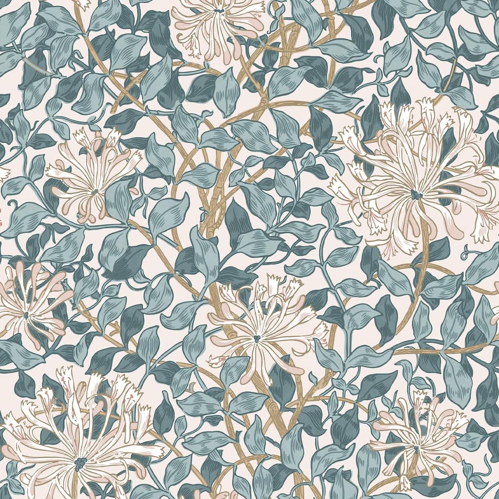 William Morris Honeysuckle Dusk Blue Wallpaper