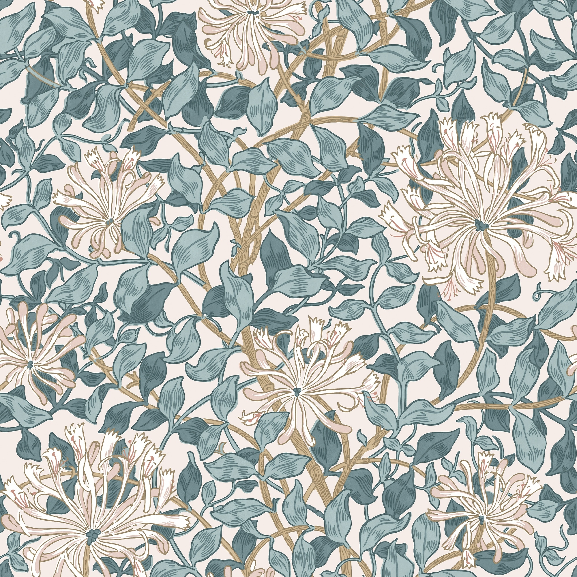 William Morris Honeysuckle Dusk Blue Wallpaper