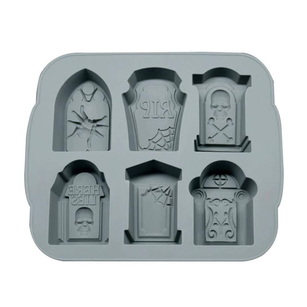 Spooky Halloween Ice Tray Molds - Tombstones & Skulls