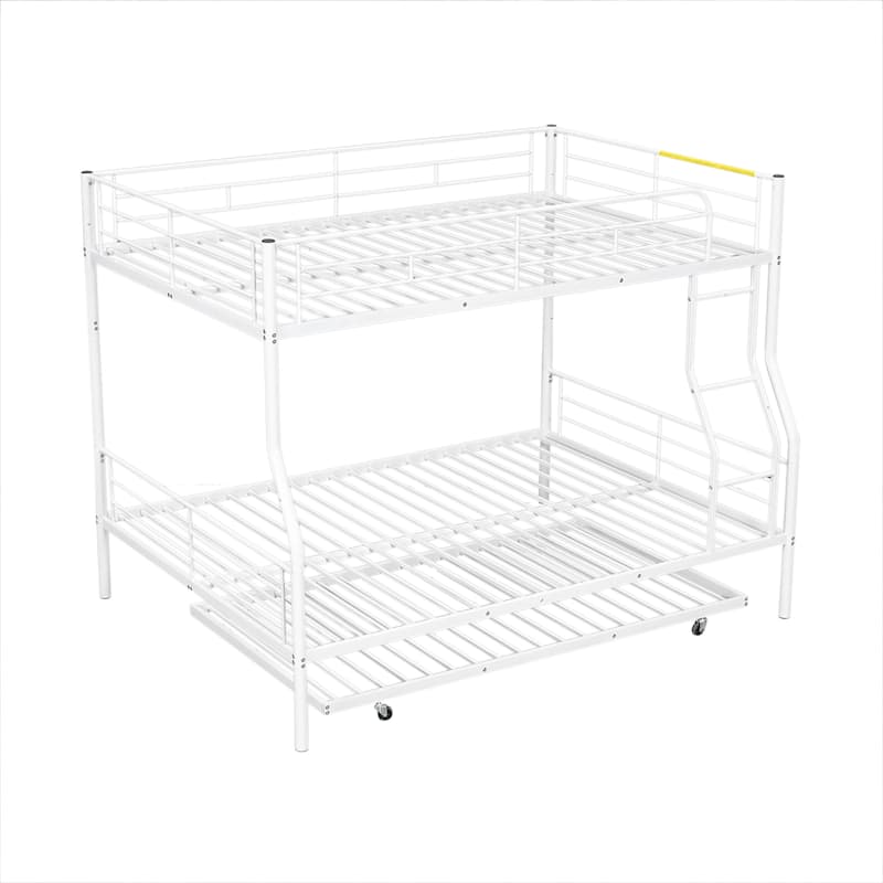 Full XL Over Queen Metal Bunk Bed with Trundle, Black