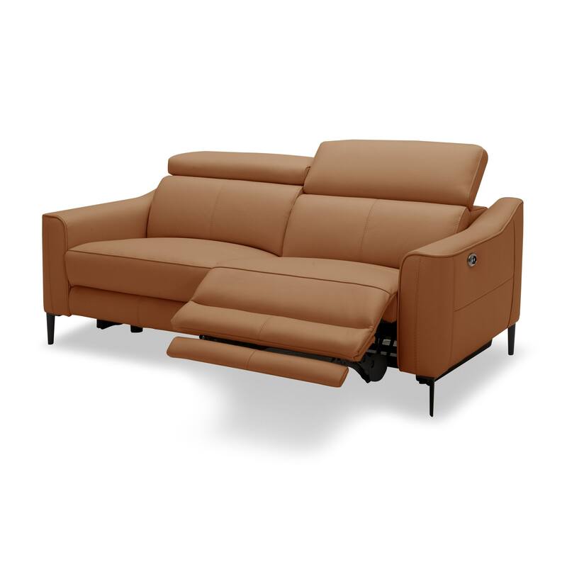 Divani Casa Eden Modern Camel Leather Loveseat With 2 Recliners