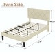 preview thumbnail 3 of 7, 2 Pcs Twin Bed Frames with Adjustable Headboard, Modern Linen Upholstered Platform Bed w/Button Tufted Headboard