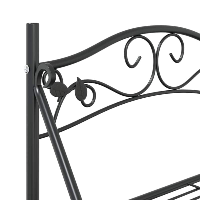 vidaXL Flower Rack Black Powder-coated Steel Flower Rack Rectangular - 11.8 x 22.0 x 37.8 in