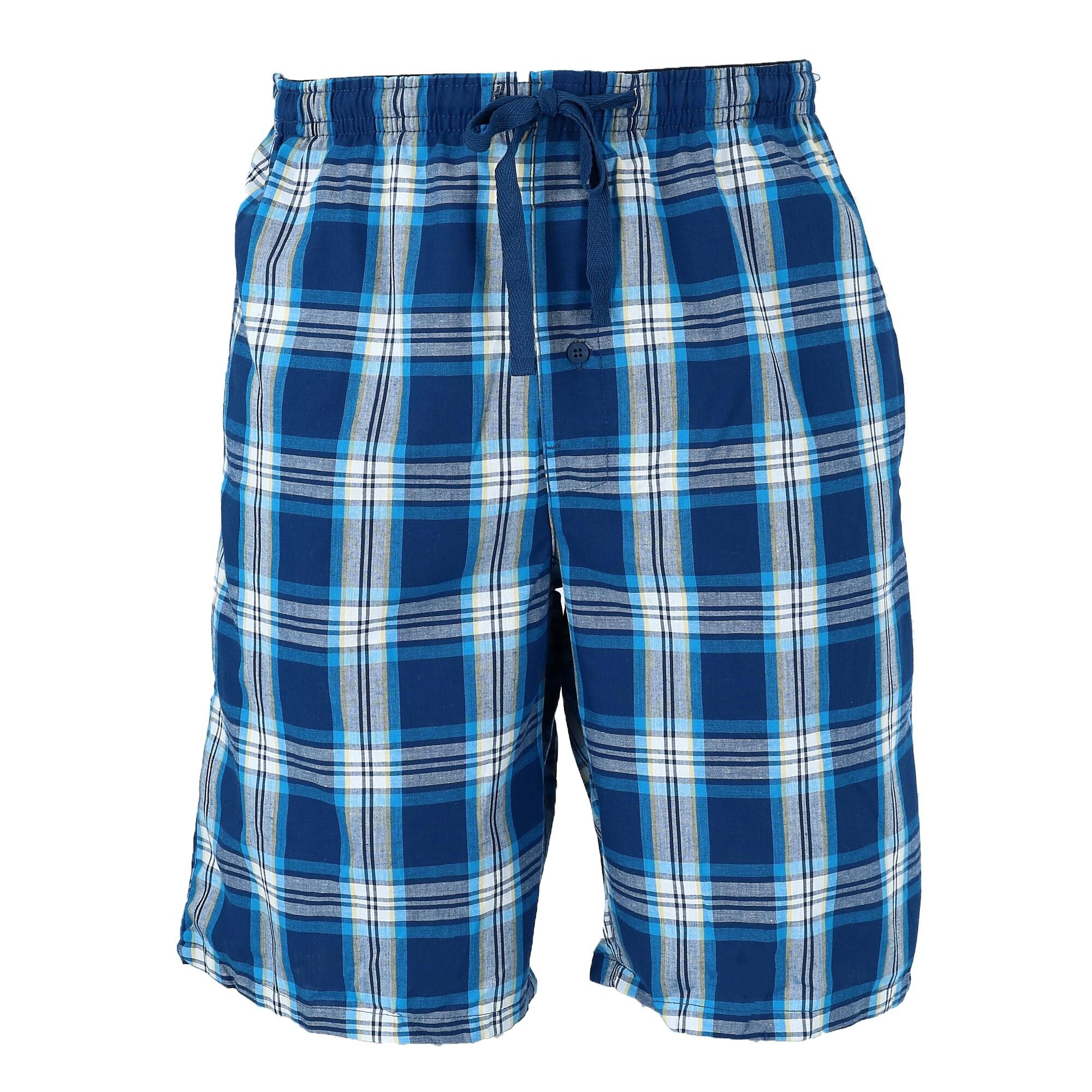 Hanes men's cotton madras drawstring sleep pajama shorts online