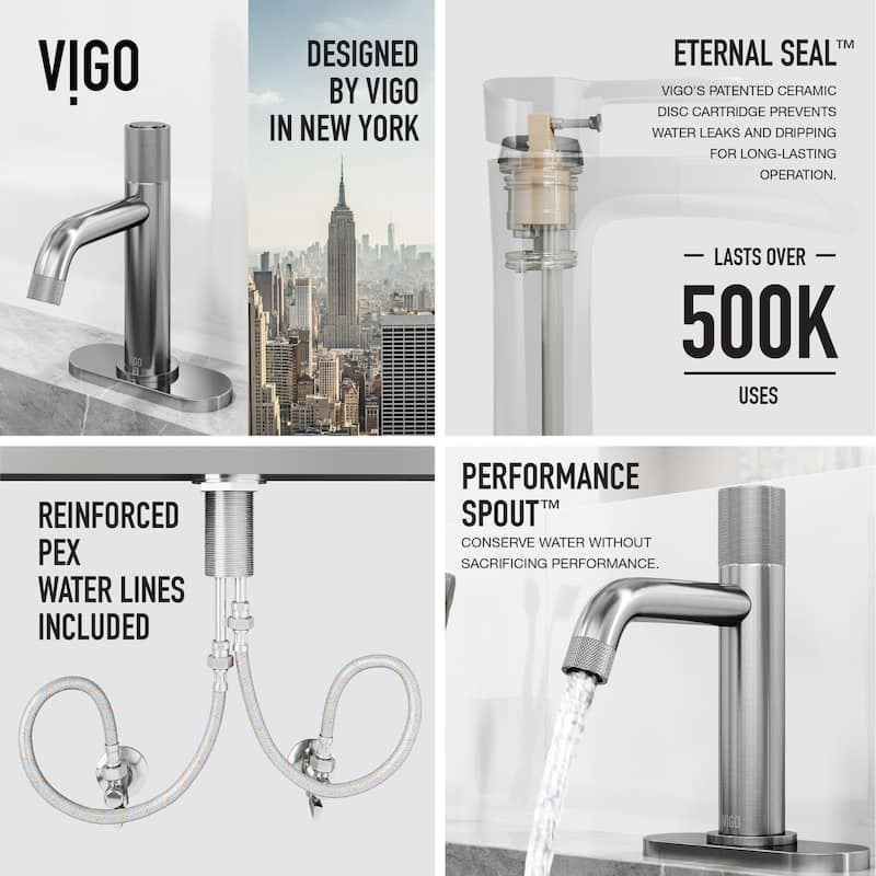 VIGO Apollo 8" H Button Operated Single Hole Bathroom Faucet