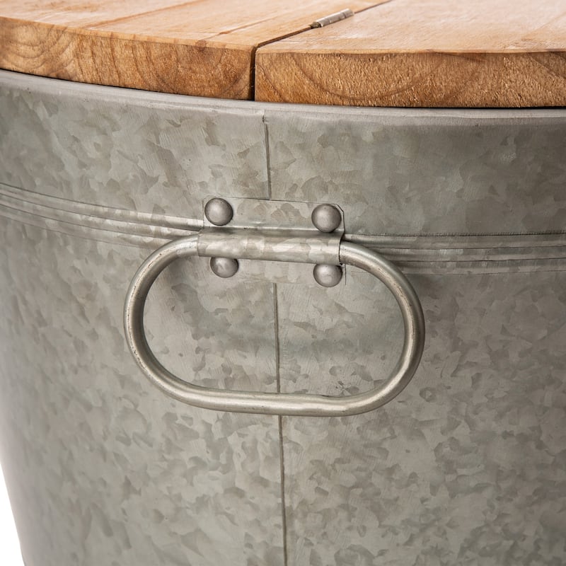 Glitzhome 26"H Rust-Resistant Metal Beverage Cooler Tub Ice Bucket - 2' x 2.6'